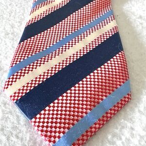 La' Pescara‎ Cravatte Silk Necktie Striped Blue Red Beige